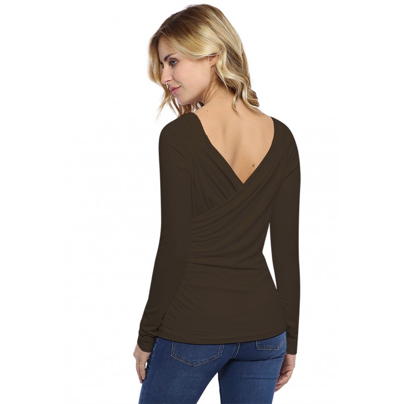 T-shirt cache coeur manches longues en modal GERRY03 T-shirt cache coeur manches longues en modal GERRY03