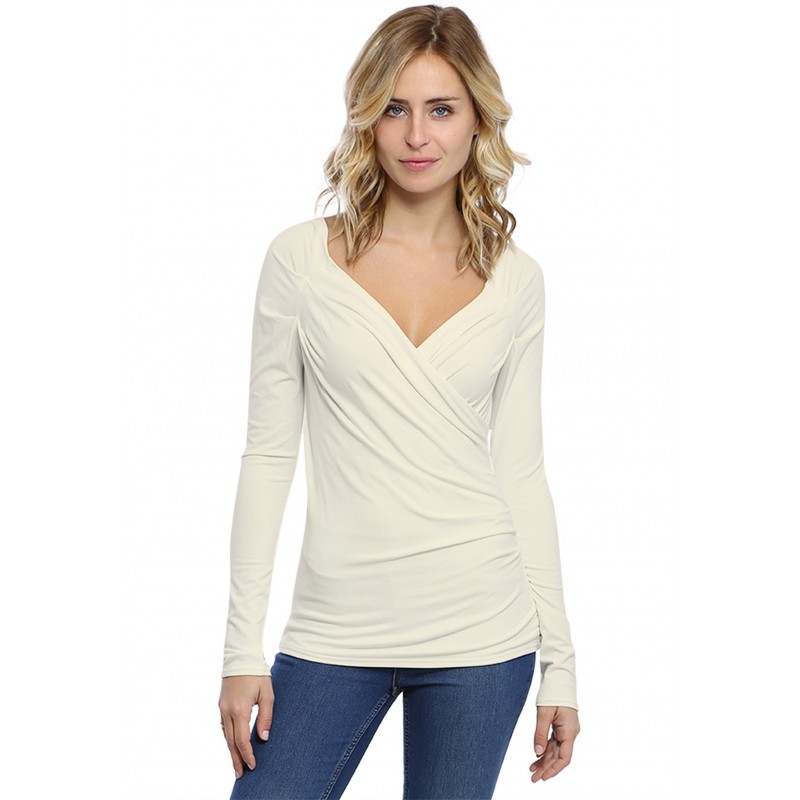 T-shirt cache coeur manches longues en modal GERRY03 T-shirt cache coeur manches longues en modal GERRY03