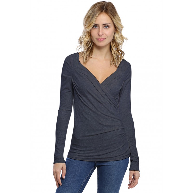 T-shirt cache coeur manches longues en modal GERRY03 T-shirt cache coeur manches longues en modal GERRY03