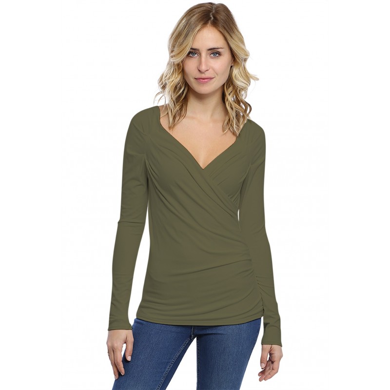 T-shirt cache coeur manches longues en modal GERRY03 T-shirt cache coeur manches longues en modal GERRY03