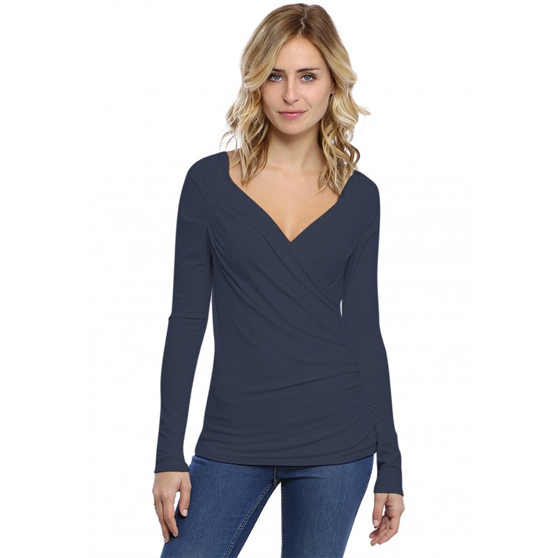 T-shirt cache coeur manches longues en modal GERRY03 T-shirt cache coeur manches longues en modal GERRY03