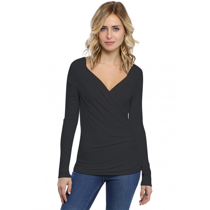 T-shirt cache coeur manches longues en modal GERRY03 T-shirt cache coeur manches longues en modal GERRY03