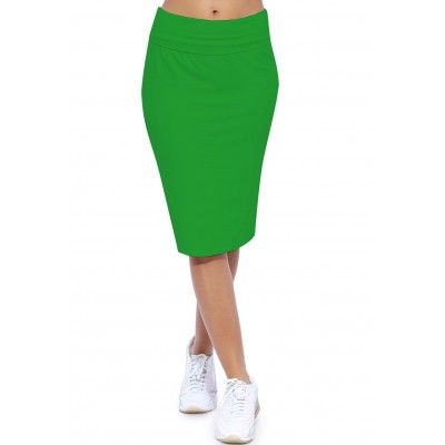 Jupe longueur genoux ceinture large élastique en modal AELIS02