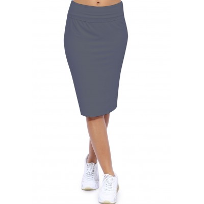 Jupe longueur genoux ceinture large élastique en modal AELIS02