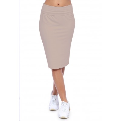 Jupe longueur genoux ceinture large élastique en modal AELIS02