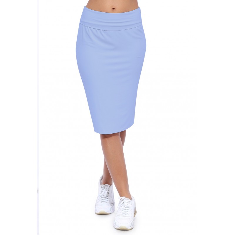 Jupe longueur genoux ceinture large élastique en modal AELIS02 Jupe longueur genoux ceinture large élastique en modal AELIS02