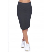 Jupe longueur genoux ceinture large élastique en modal AELIS02