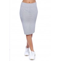 Jupe longueur genoux ceinture large élastique en modal AELIS02