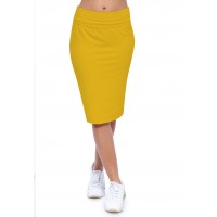 Jupe longueur genoux ceinture large élastique en modal AELIS02