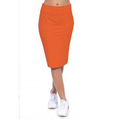 Jupe longueur genoux ceinture large élastique en modal AELIS02