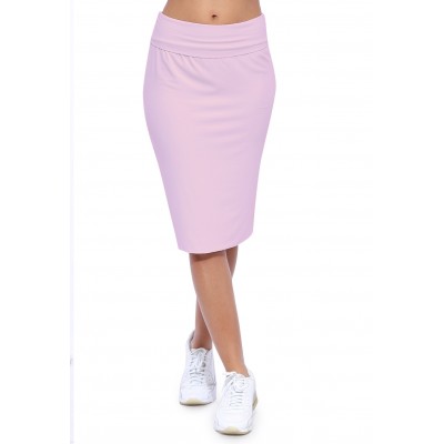 Jupe longueur genoux ceinture large élastique en modal AELIS02