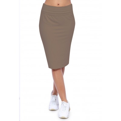 Jupe longueur genoux ceinture large élastique en modal AELIS02