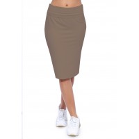 Jupe longueur genoux ceinture large élastique en modal AELIS02