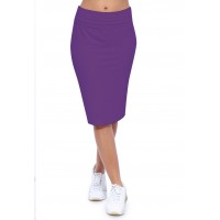 Jupe longueur genoux ceinture large élastique en modal AELIS02