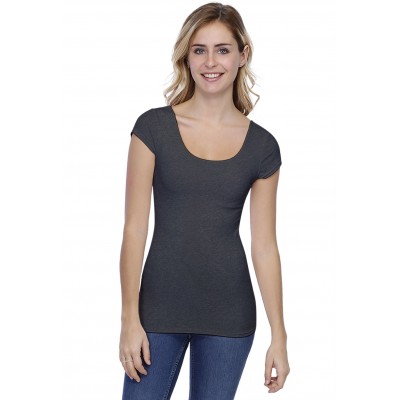 T-shirt col danseuse manches courtes capes en modal ROXANE02