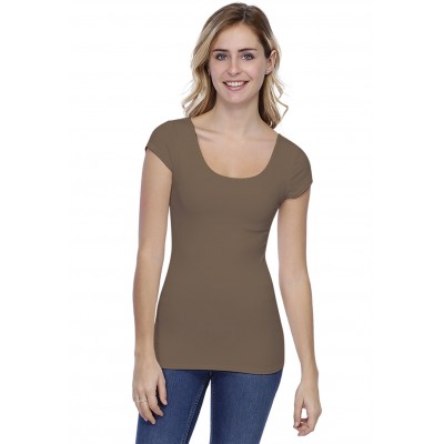 T-shirt col danseuse manches courtes capes en modal ROXANE02