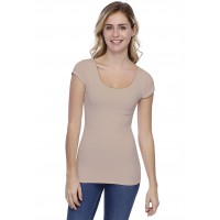 T-shirt col danseuse manches courtes capes en modal ROXANE02