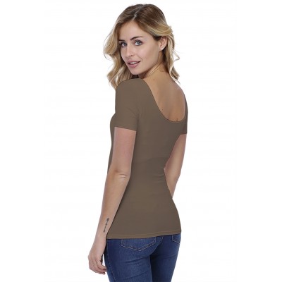 T-shirt col danseuse manches courtes en modal ROXANE03