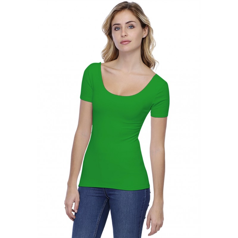 T-shirt col danseuse manches courtes en modal ROXANE03 T-shirt col danseuse manches courtes en modal ROXANE03