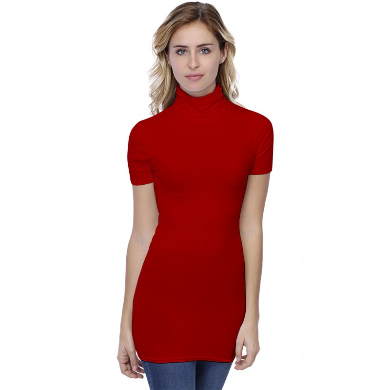 T-shirt long col roulé manches courtes en modal CINDY08 T-shirt long col roulé manches courtes en modal CINDY08