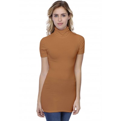 T-shirt long col roulé manches courtes en modal CINDY08