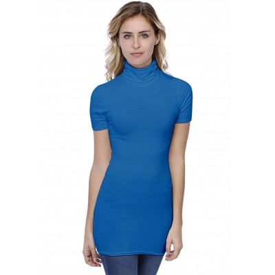 T-shirt long col roulé manches courtes en modal CINDY08