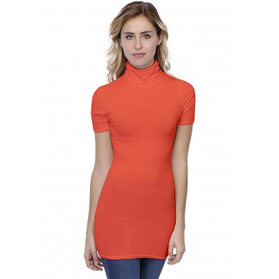 T-shirt long col roulé manches courtes en modal CINDY08