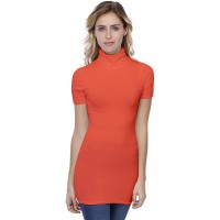 T-shirt long col roulé manches courtes en modal CINDY08
