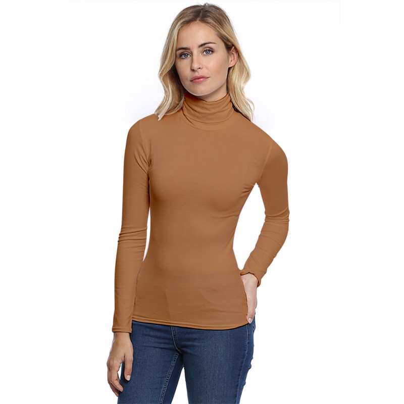 T-shirt col roulé manches longues en modal CINDY05 T-shirt col roulé manches longues en modal CINDY05