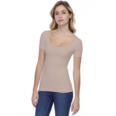 T-shirt col danseuse manches courtes en modal ROXANE03