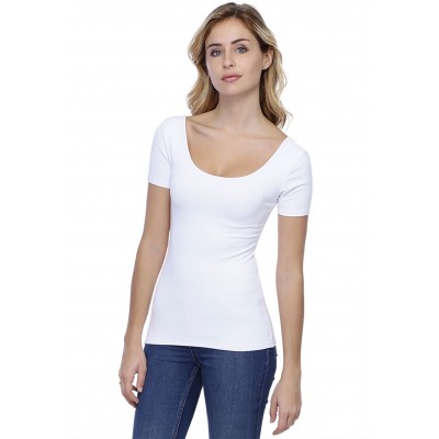 T-shirt col danseuse manches courtes en modal ROXANE03