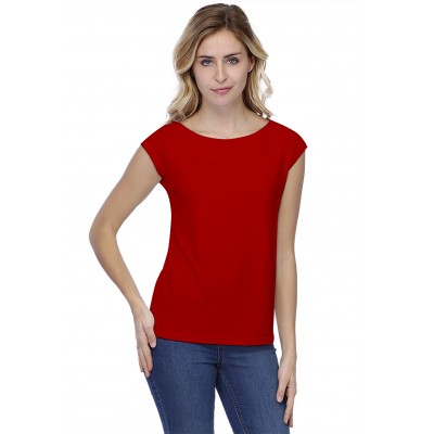 T-shirt coupe droite col bateau doublé devant manches capes en modal BINO02