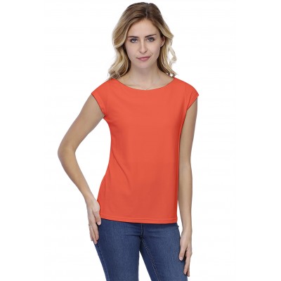 T-shirt coupe droite col bateau doublé devant manches capes en modal BINO02