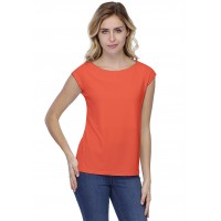 T-shirt coupe droite col bateau doublé devant manches capes en modal BINO02