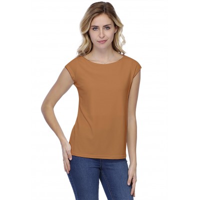 T-shirt coupe droite col bateau doublé devant manches capes en modal BINO02