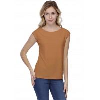 T-shirt coupe droite col bateau doublé devant manches capes en modal BINO02