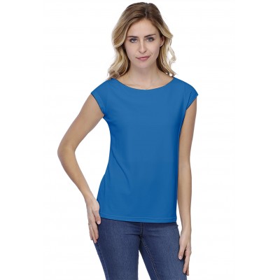 T-shirt coupe droite col bateau doublé devant manches capes en modal BINO02