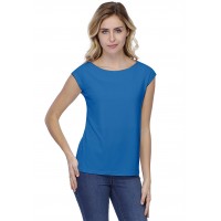 T-shirt coupe droite col bateau doublé devant manches capes en modal BINO02