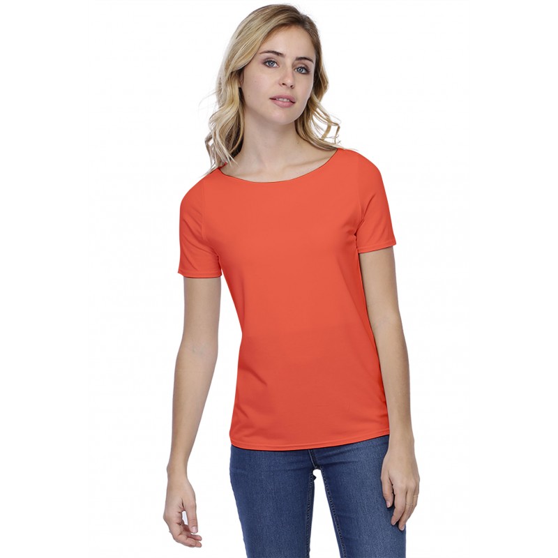 T-shirt coupe droite col bateau doublé devant en modal BINO03 T-shirt coupe droite col bateau doublé devant en modal BINO03