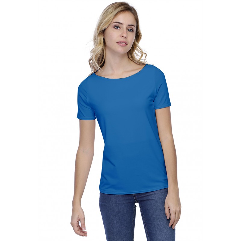 T-shirt coupe droite col bateau doublé devant en modal BINO03 T-shirt coupe droite col bateau doublé devant en modal BINO03