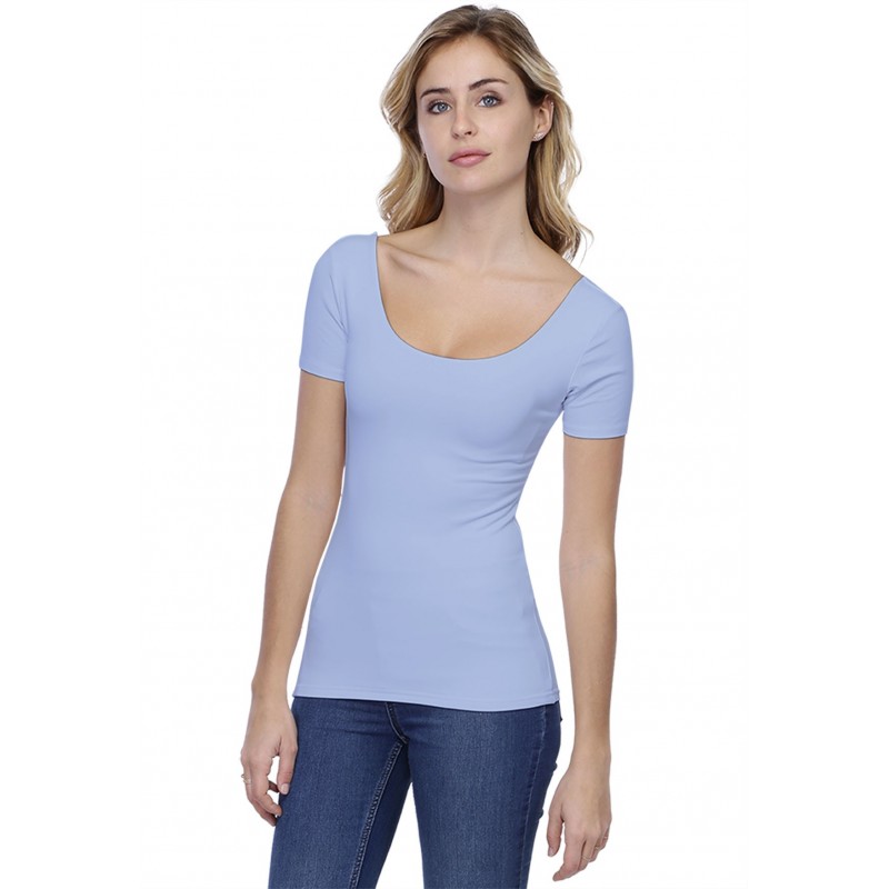 T-shirt col danseuse manches courtes en modal ROXANE03 T-shirt col danseuse manches courtes en modal ROXANE03