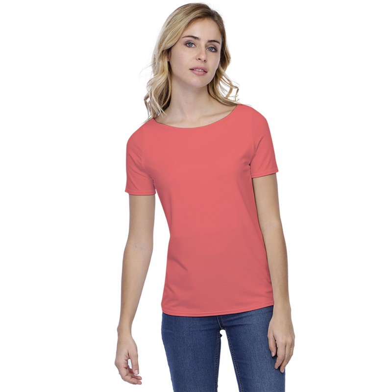 T-shirt coupe droite col bateau doublé devant en modal BINO03