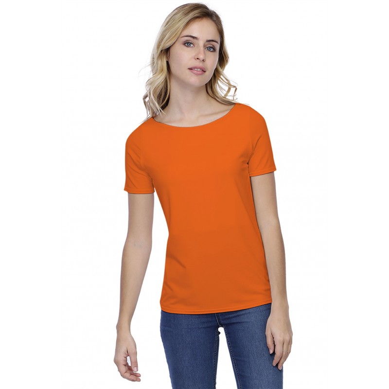T-shirt coupe droite col bateau doublé devant en modal BINO03 T-shirt coupe droite col bateau doublé devant en modal BINO03