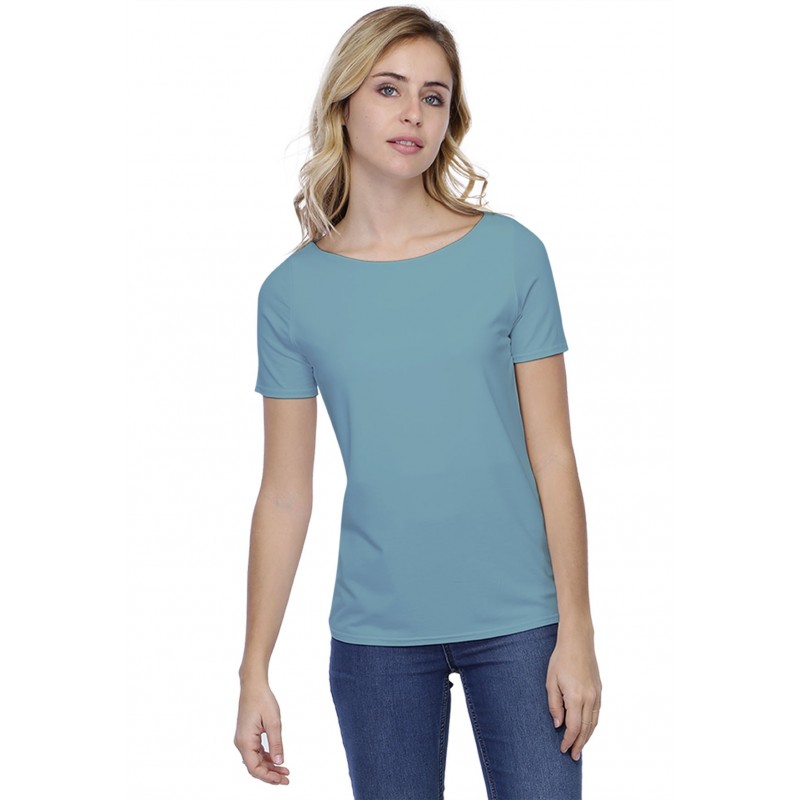 T-shirt coupe droite col bateau doublé devant en modal BINO03 T-shirt coupe droite col bateau doublé devant en modal BINO03