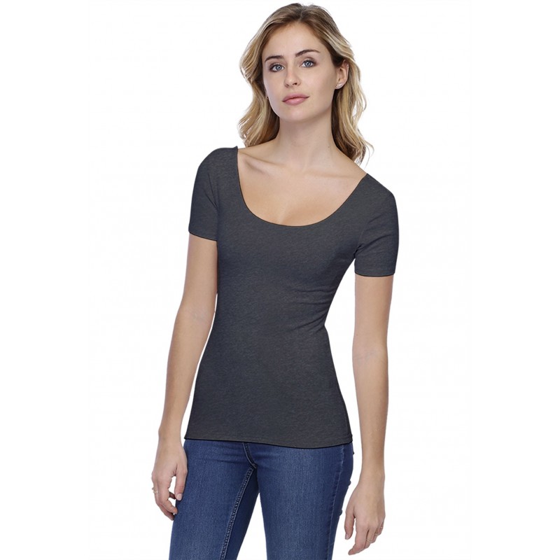 T-shirt col danseuse manches courtes en modal ROXANE03 T-shirt col danseuse manches courtes en modal ROXANE03