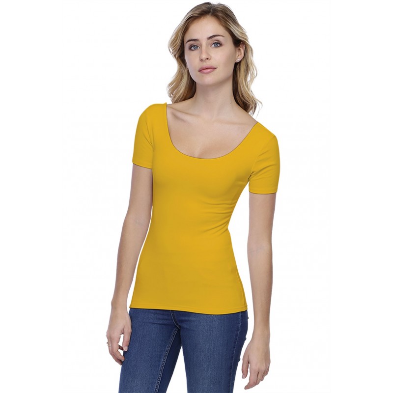 T-shirt col danseuse manches courtes en modal ROXANE03 T-shirt col danseuse manches courtes en modal ROXANE03