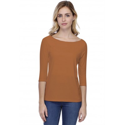 T-shirt coupe droite col bateau doublé devant en modal BINO03