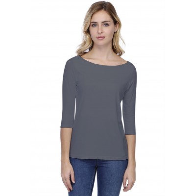 T-shirt coupe droite col bateau doublé devant en modal BINO03