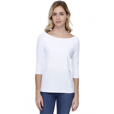 T-shirt coupe droite col bateau doublé devant en modal BINO03
