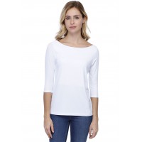 T-shirt coupe droite col bateau doublé devant en modal BINO03